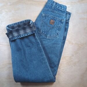 Carhartt B172 DST Mens Relaxed Fit Flannel Lined Denim Jeans Blue 32X32